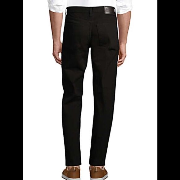 Land’s End Men’s Traditional Fit Dark Wash Cotton Denim Jeans 38 x 32” Black - Picture 3 of 15